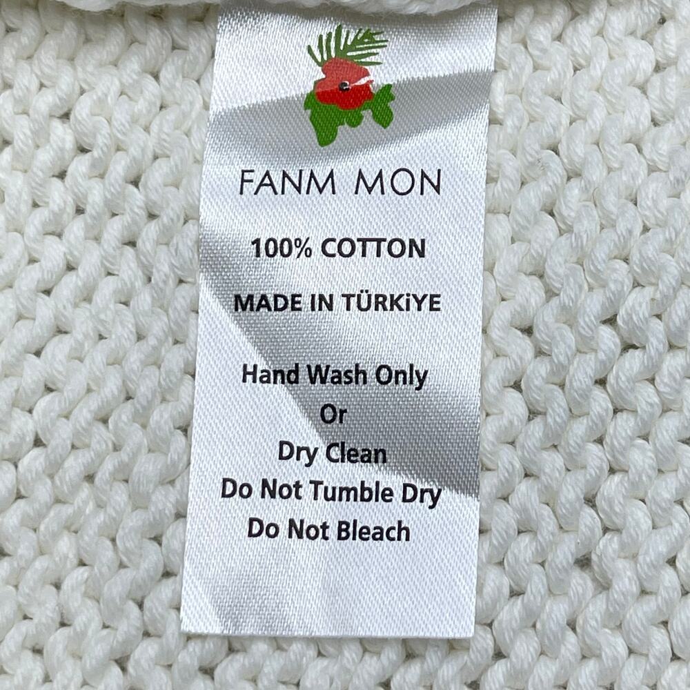 Fanm Mon Winter Bloom Blue Rose Cotton Cardigan Handmade New size XS/S Ivory - Picture 12 of 13